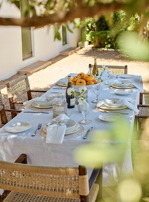 white linen tablecloth