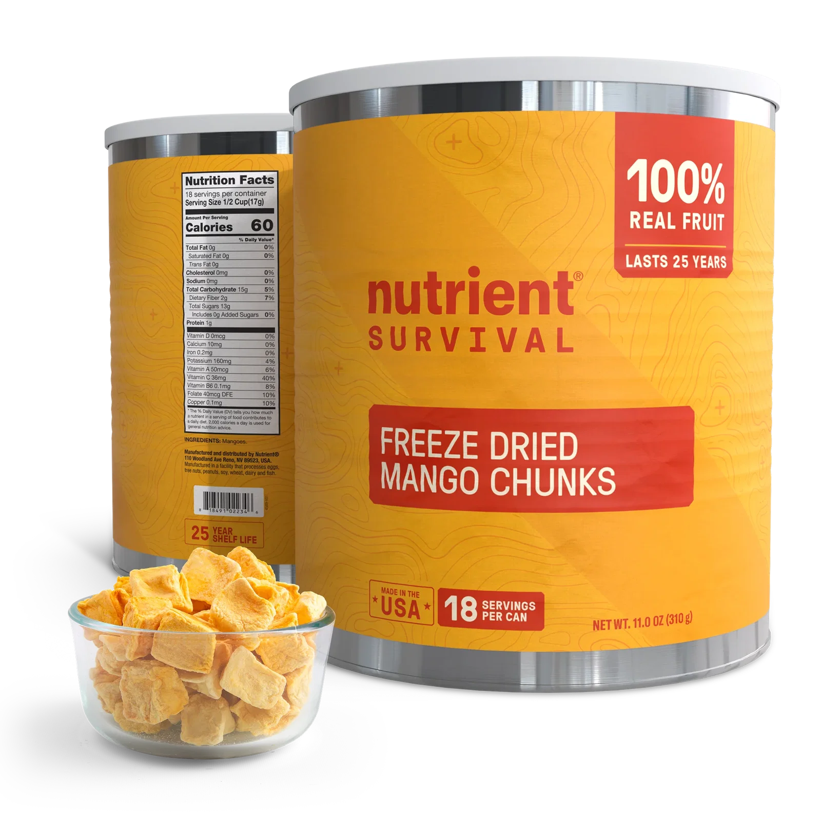 Image of Freeze Dried Mango Chunks #10 Can