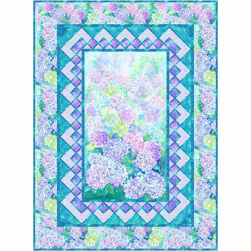 Image of Bentwood Frame - Tourmaline & Thyme Quilts - Hydrangea Dream by Chong-A Hwang - Timeless Treasures - Quilt Kit