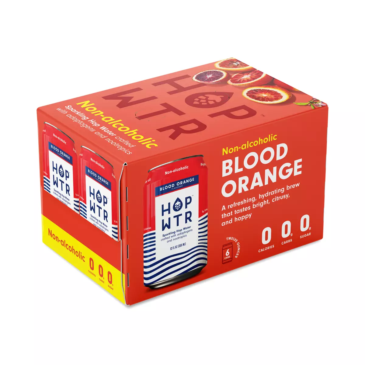 Non-Alcoholic Sparkling Hop Water, Blood Orange