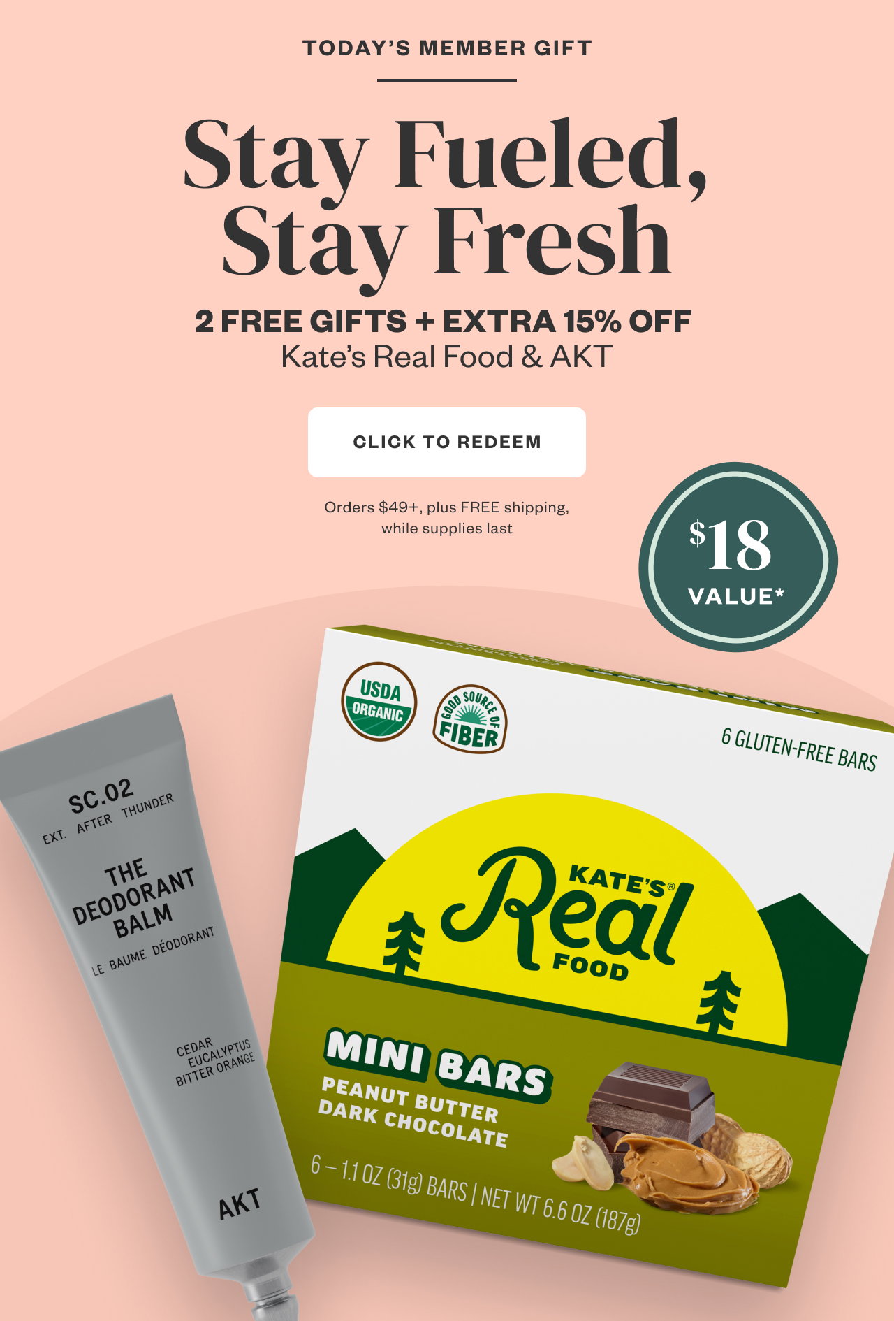 Today's Member Gift: Stay Fueled, Stay Fresh. Click to Redeem.