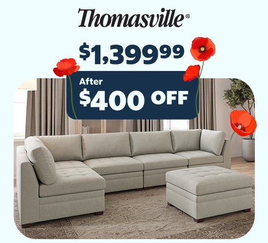 Thomasville Tisdale Modular Sectional 6-piece Beige with Storage Ottoman. $1,399.99 After $400 OFF