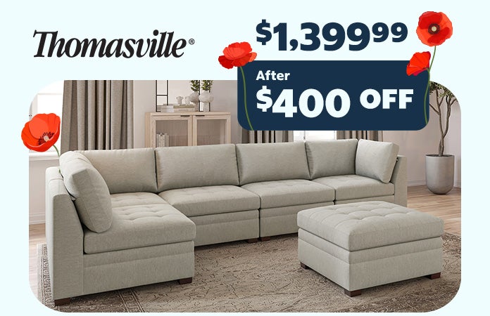 Thomasville Tisdale Modular Sectional 6-piece Beige with Storage Ottoman. $1,399.99 After $400 OFF