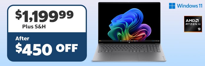 windows 11, amd ryzen 9 processor, $1,199.99 After $450 OFF Plus S&H