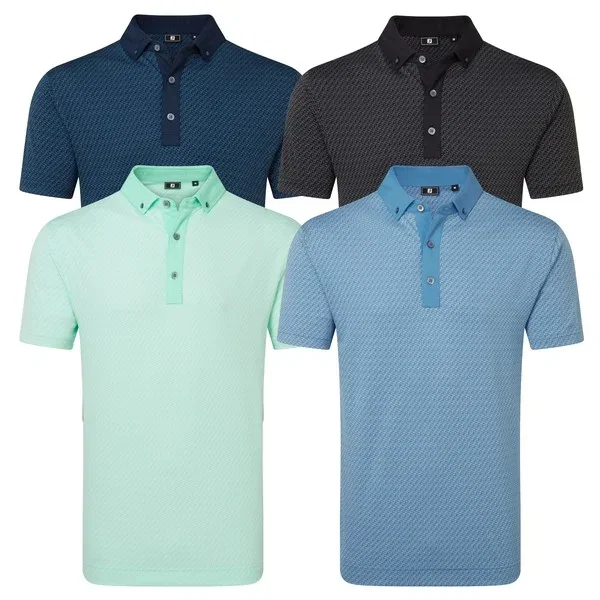 FootJoy Mens Star Geo Jacquard Golf Polo Shirt