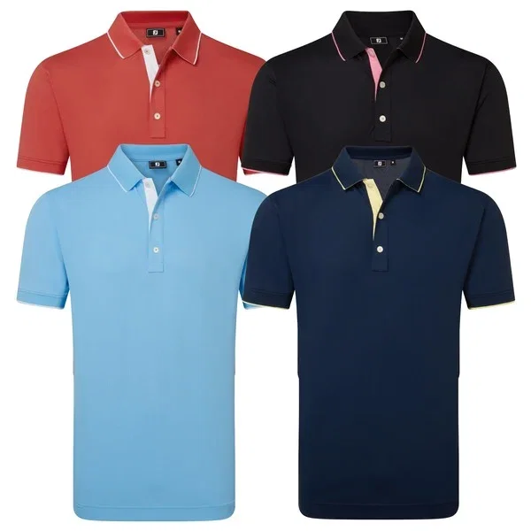 FootJoy Mens FJ Wordmark Pique Golf Polo Shirt
