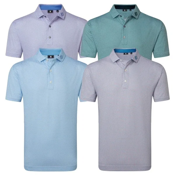 FootJoy Mens FJ Nautical Flag Print Lisle Golf Polo Shirt