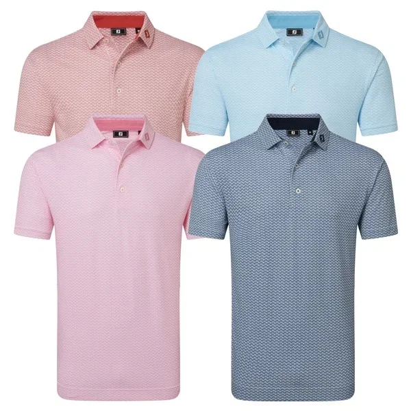 FootJoy Mens Scallop Geo Pique Golf Polo Shirt