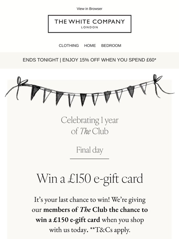 Final day: 15% off ends tonight