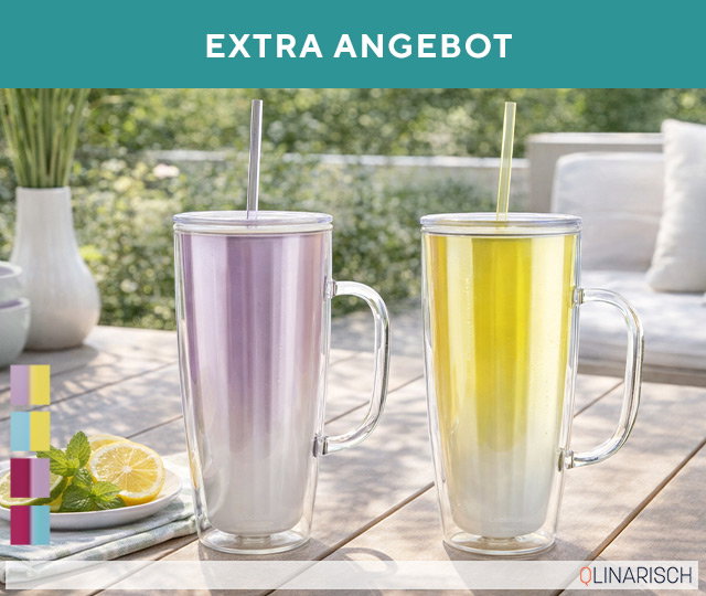 Extra-Angebot 887630 LocknLock 2 Trinkbecher mit Trinkhalm und Henkel, je 720 ml Volumen