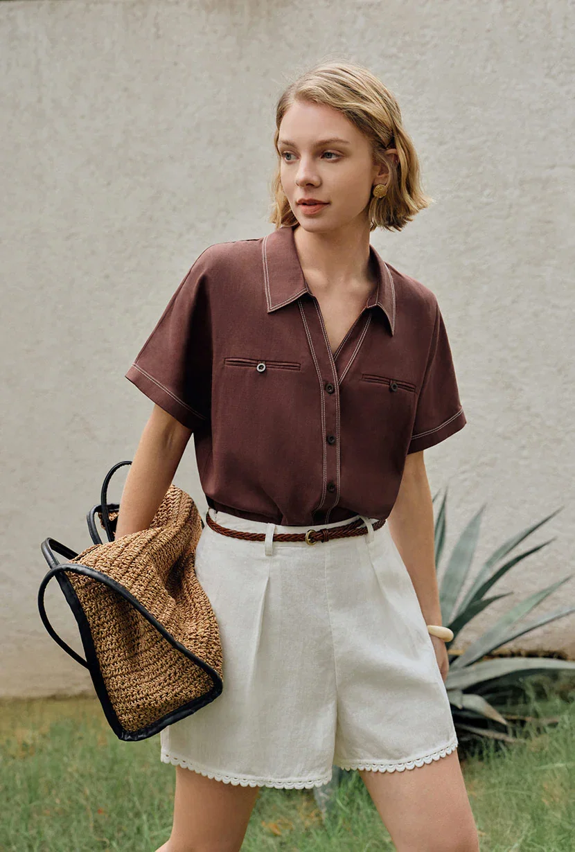 Image of Eris Linen Shirt - Chocolate