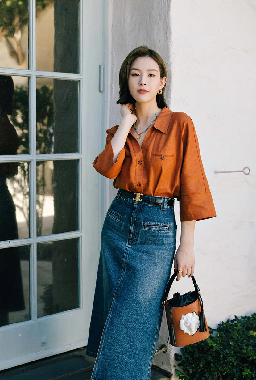 Image of Antoine Linen Blouse - Ginger