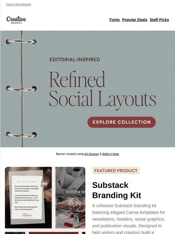 Social layouts with an editorial feel