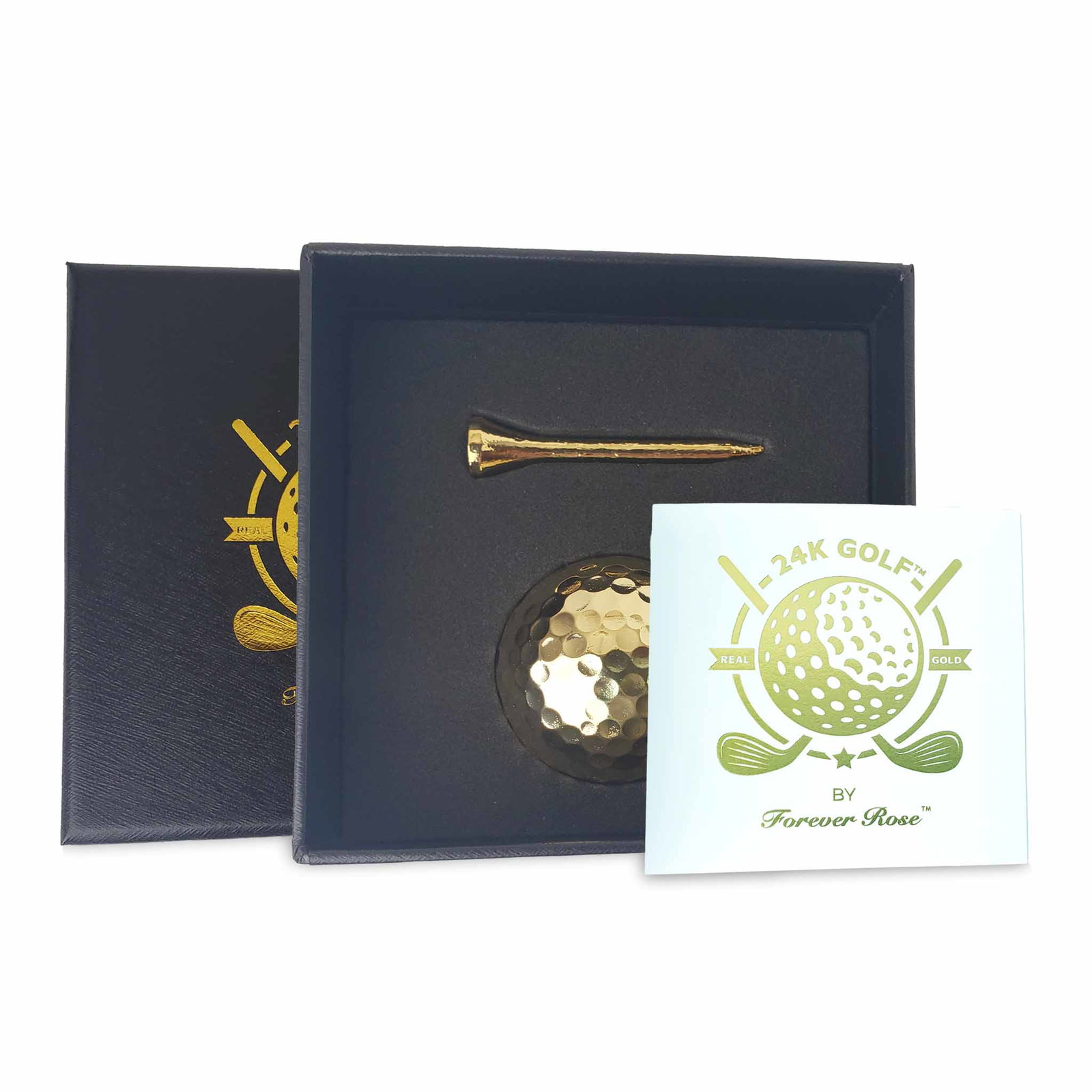 Image of Genuine 24K Gold Plated Golf Ball and Tee Combo by 24K Golf™ (Ball + Tee Combo)