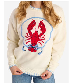 Lobster Graphic Knit Sweater in White