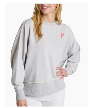 Lobster Patch Graphics Pullover Sweatshirt in Heather Grey