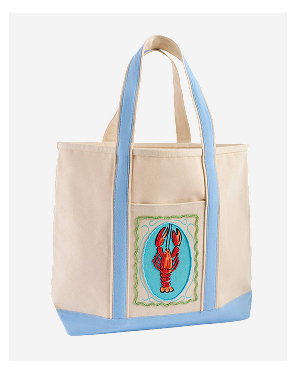 Lobster Graphic Seed Bead Canvas Tote Bag