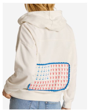 Lobster Flag Graphics Patch Zip-Up Hoodie in White