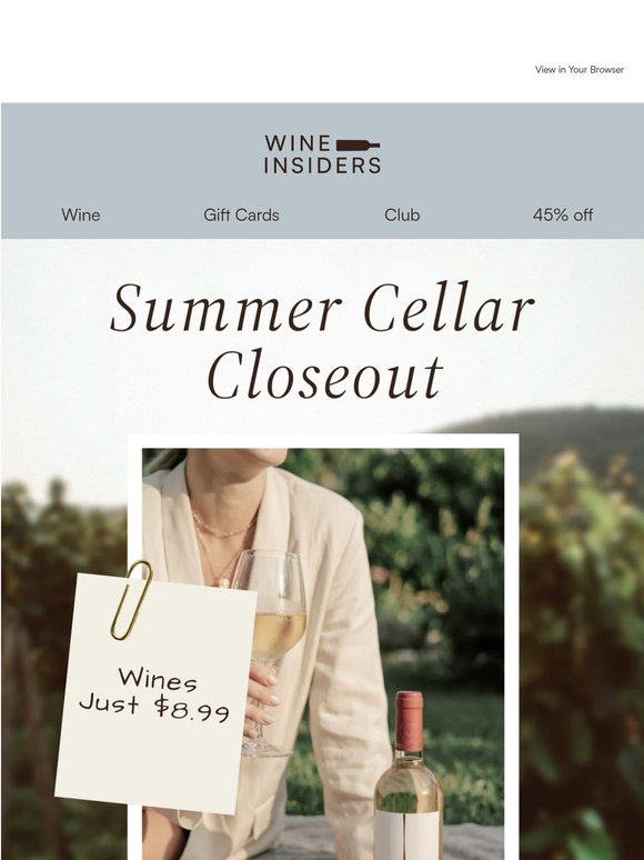 $8.99 Wines: Summer Cellar Closeout