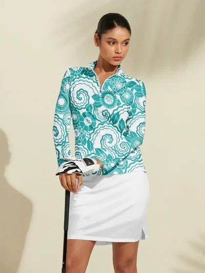 Hyped-up Tropical Silky Golf Shirt Quarterzip UPF50+