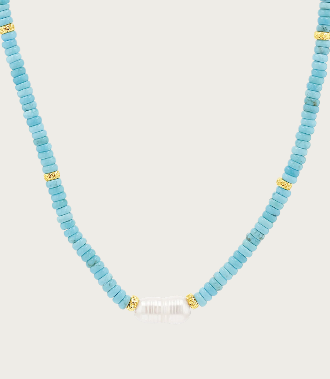 Pearl & Gold Accent Turquoise Necklace