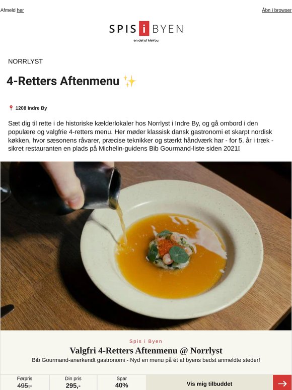 Valgfri 4-retters på Restaurant Norrlyst 🍽️