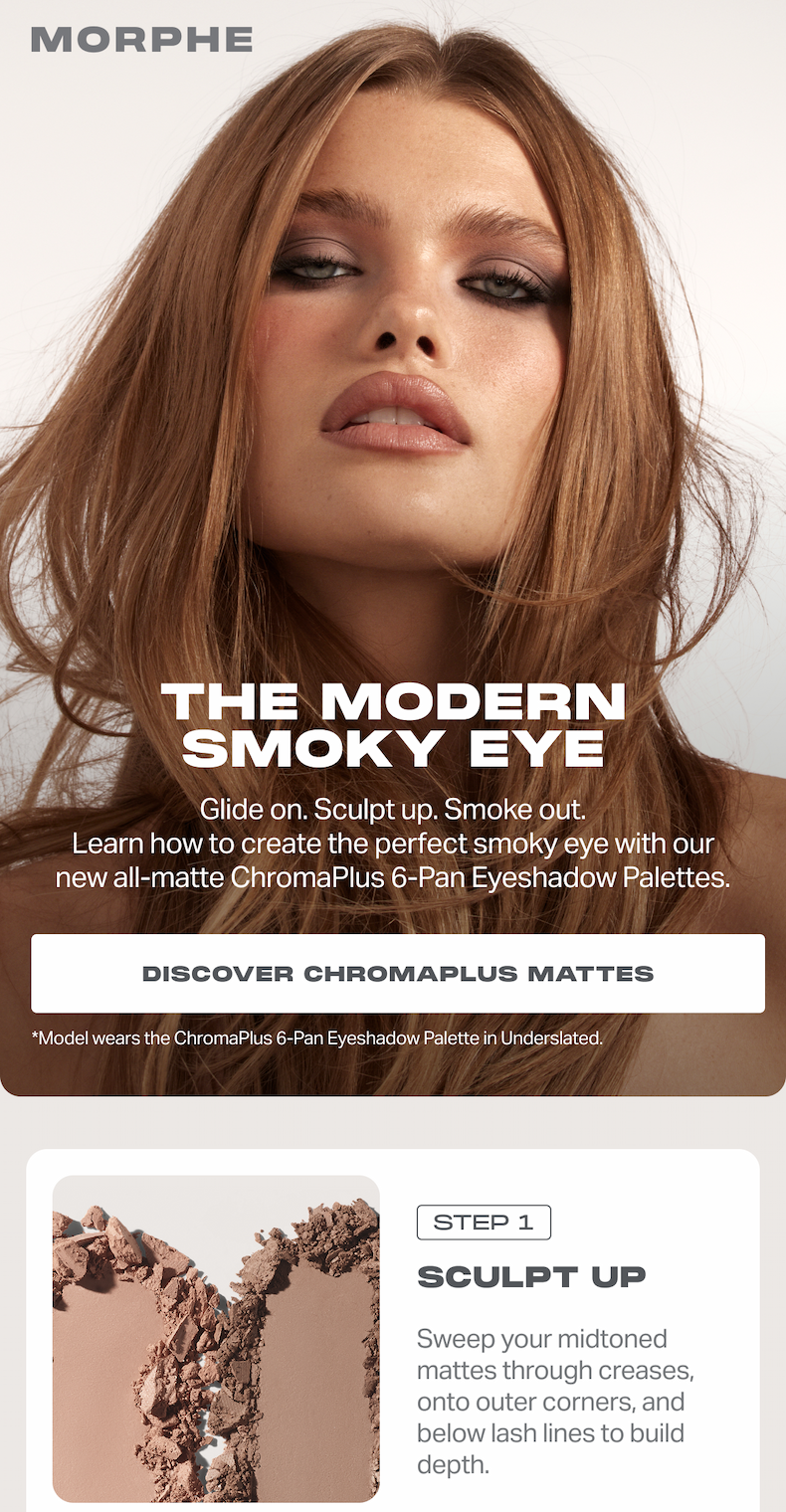 Glide on. Sculpt up. Smoke out. Learn how to create the perfect smoky eye with our new all-matte ChromaPlus 6-Pan Eyeshadow Palettes.
