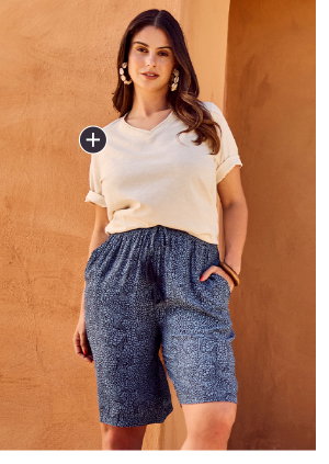 Metallic Embroidered Tee - Shimmering metallic embroidery at the neckline adds a touch of glamour to this cotton pick.