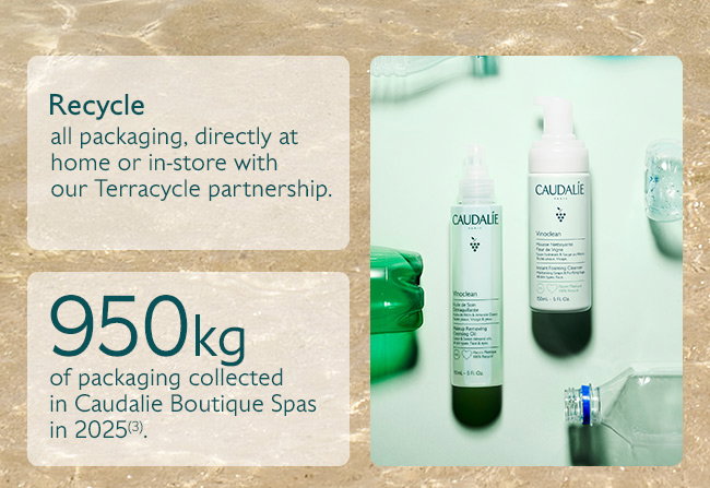 950kg of packaging collected in Caudalie Boutique Spas in 2025(3).