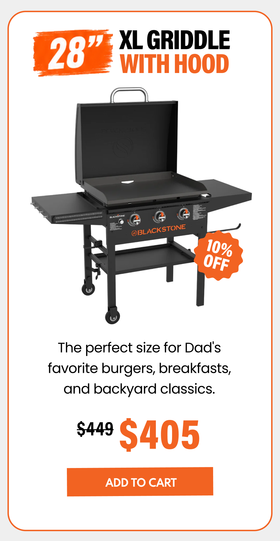 28” XL Griddle With Hood