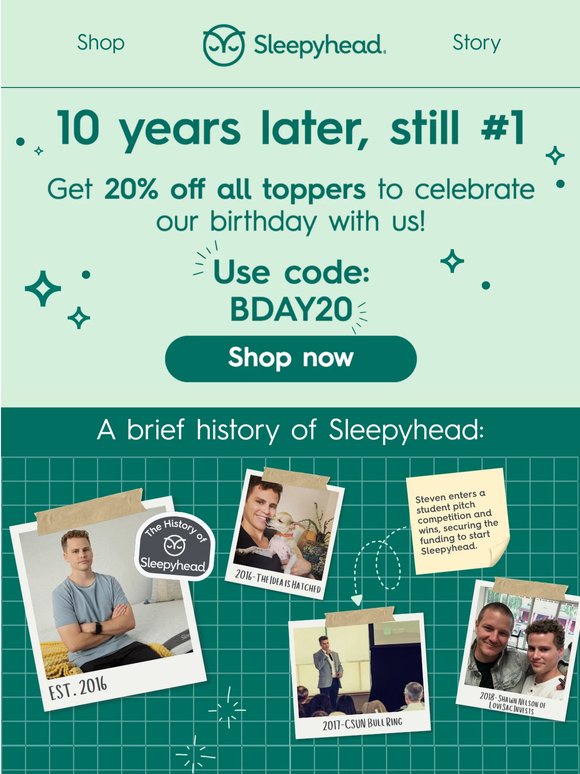 Sleepyhead is Turning 10! 🎉 A Week of Birthday Deals