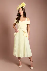 Bardot Pleated Crepe Midi Dress