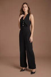 Statement Collared Button Detail Jumpsuit