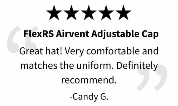 5 Stars for the FlexRS Airvent Adjustable Cap, "Great hat! Very comfortable and matches the uniform."