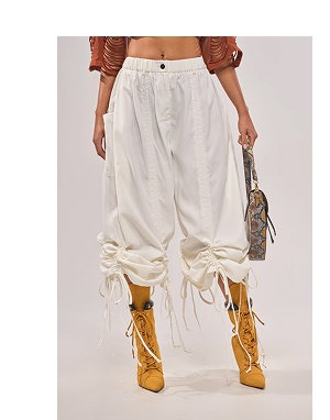 DRAMA RUCHED JOGGER IN WHITE