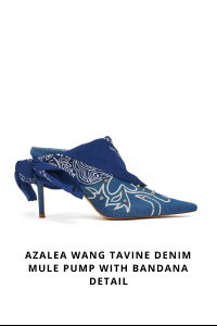 AZALEA WANG TAVINE DENIM MULE PUMP WITH BANDANA DETAIL