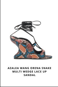 AZALEA WANG ORENA SNAKE MULTI WEDGE LACE UP SANDAL