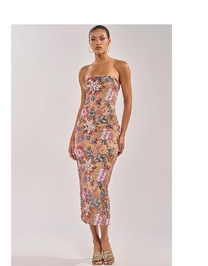 SHOW ME LOVE EMBELLISHED MIDI DRESS