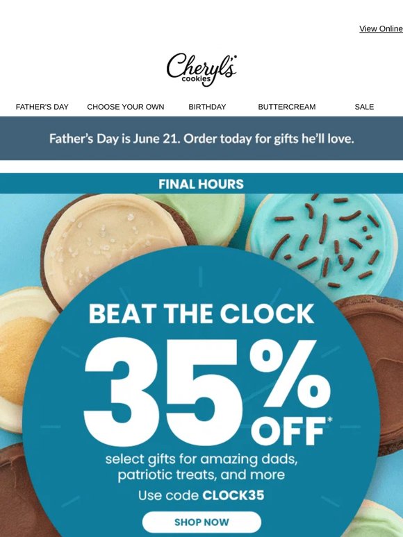 Time is ticking! Take 35% off summer treats until tonight.