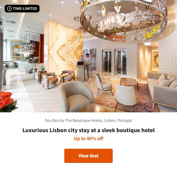 Luxurious Lisbon city stay at a sleek boutique hotel