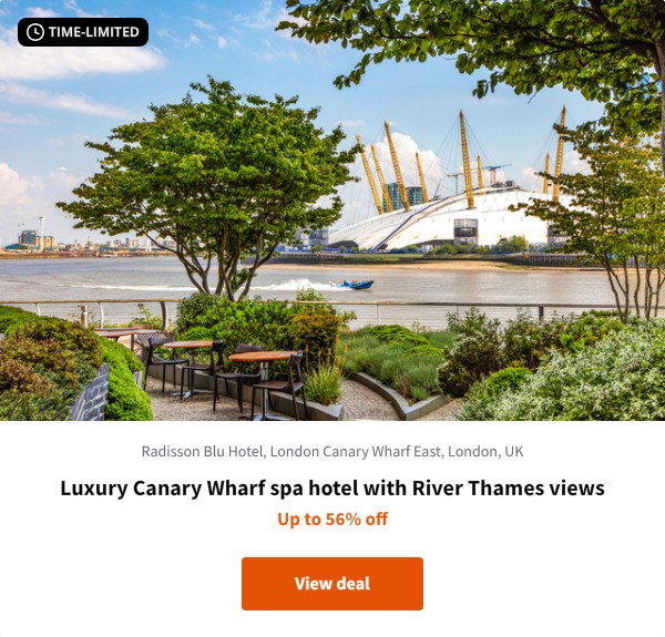 Luxury Canary Wharf spa hotel with River Thames views