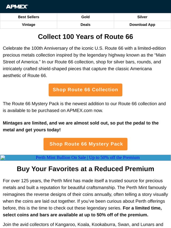 🛣️ Celebrate 100 Years of Route 66 with Limited-Edition Precious Metals 🚗