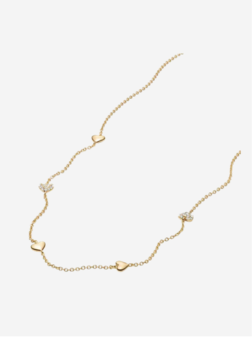 Fossil Damen Sutton Heartbeat goldfarbene Messing-Station-Halskette JA7298710