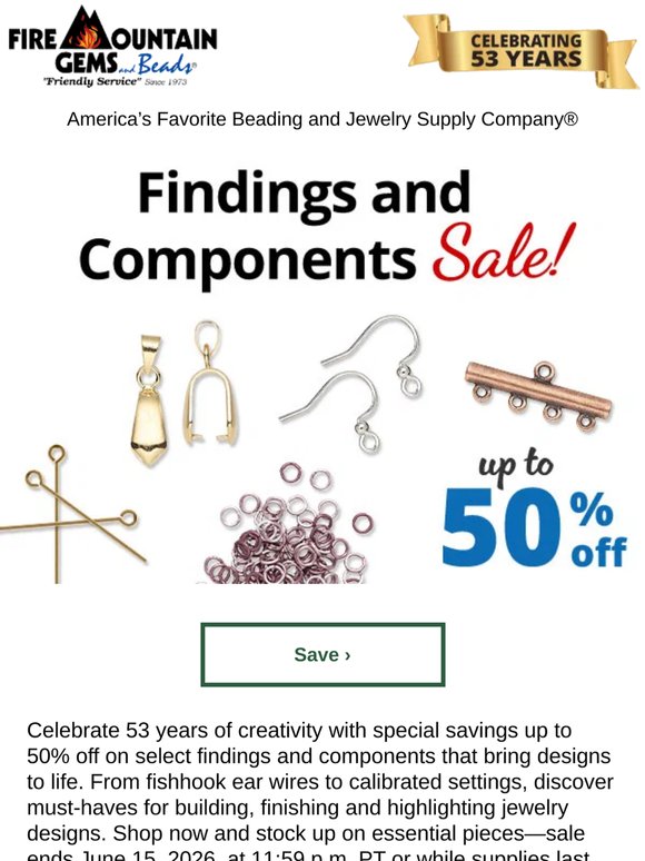53rd Anniversary SALE! Findings up to 50% off