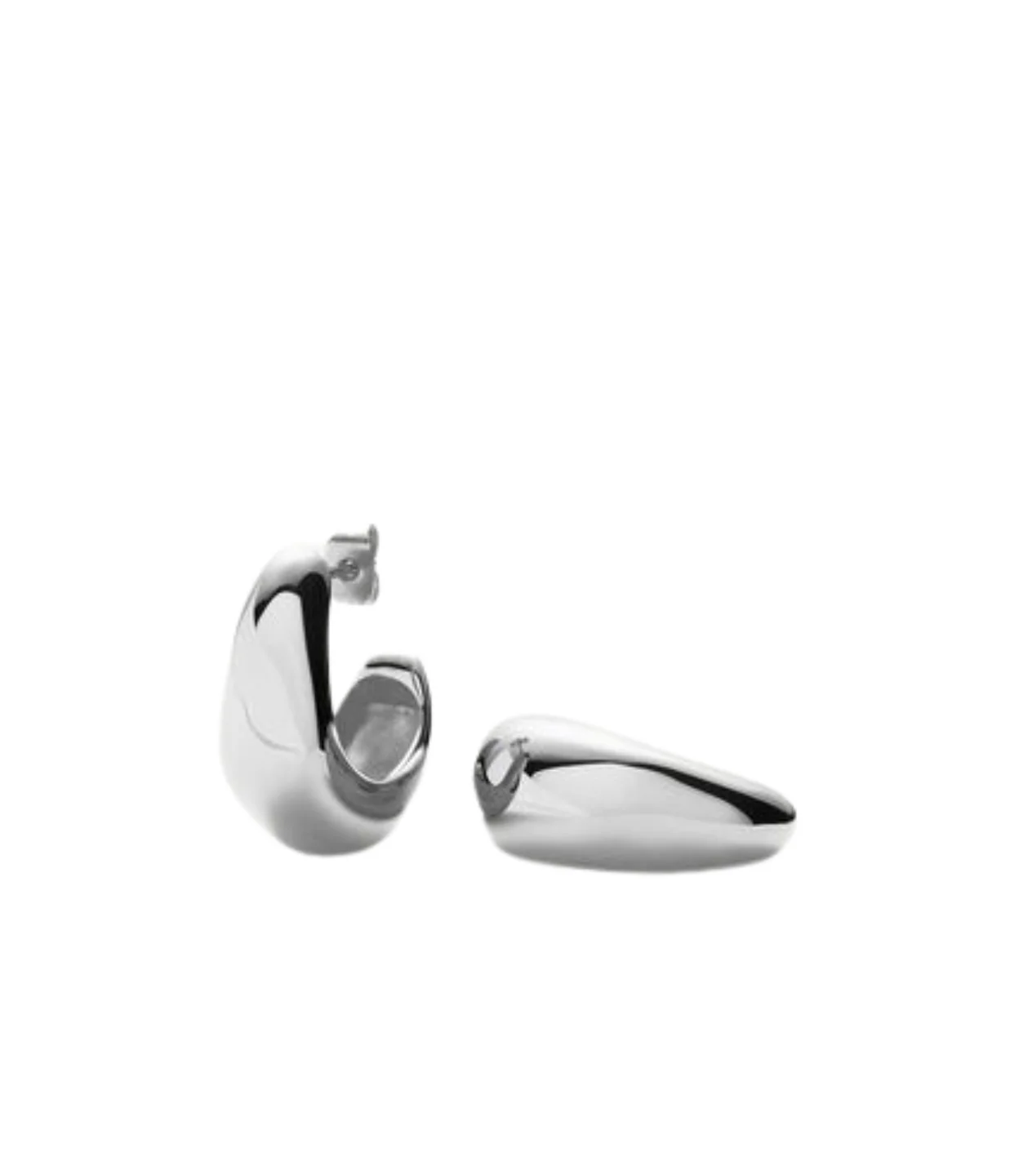 Image of Organic Dome Hoop Earrings in Silver