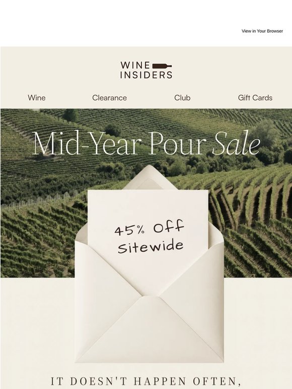 Mid-Year, Massive Savings—45% Off Wines