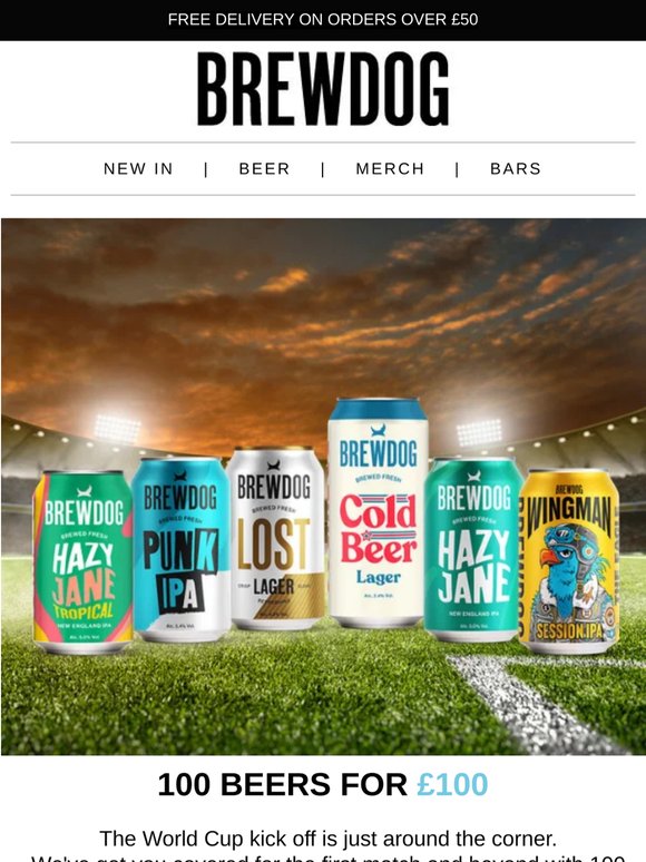 100 Beers for £100. Stock up for the World Cup.
