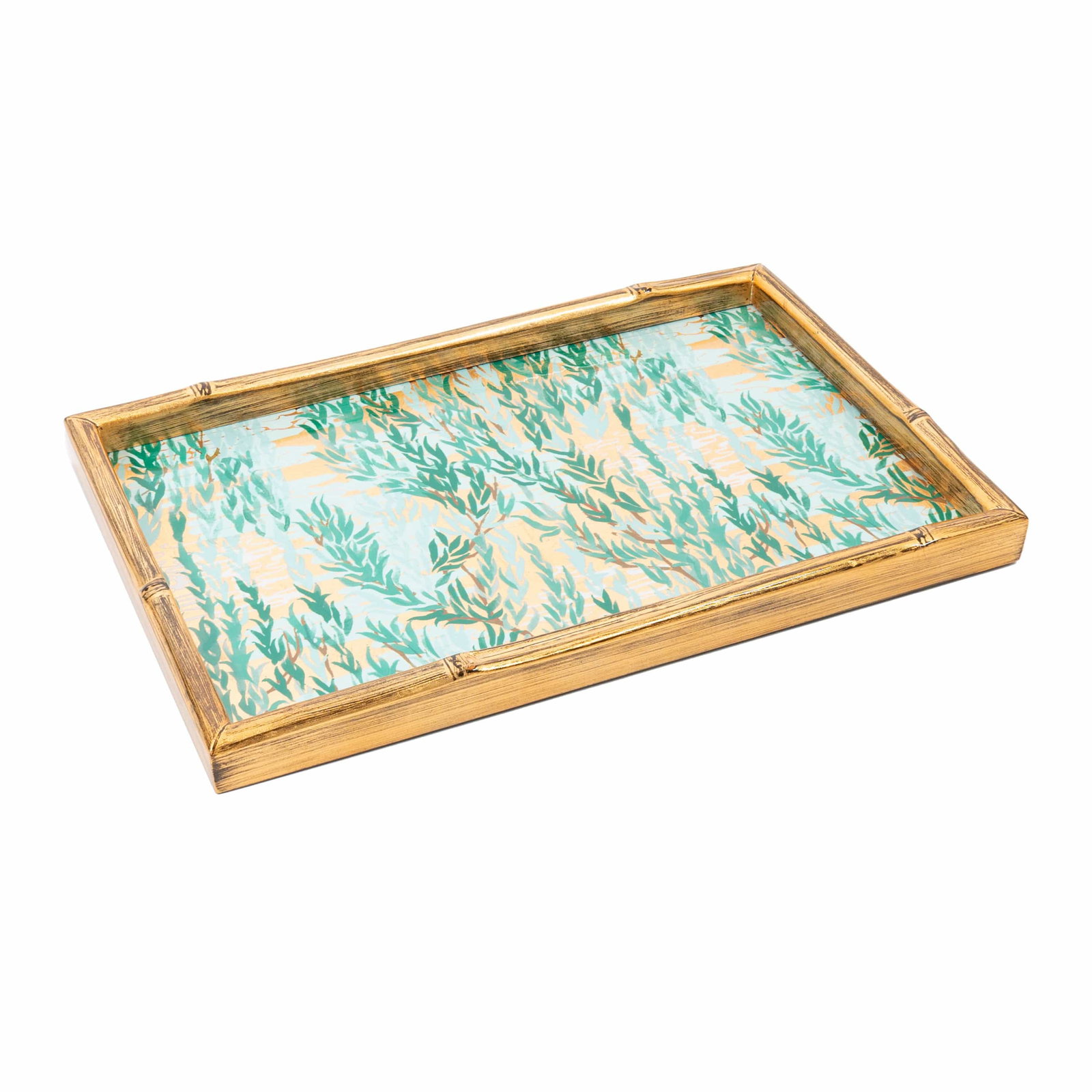 Image of Willows Green Bamboo Edge Lacquer Vanity Tray