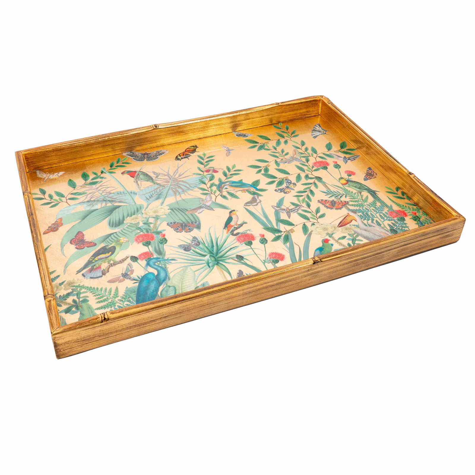Image of Golden Aviary Bamboo Edge Large Lacquer Rectangle Tray
