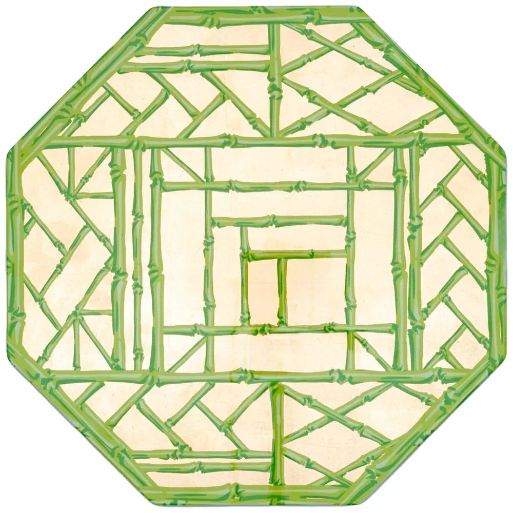 Image of Bamboo Screen Moss Green Octagonal Lacquer Placemat